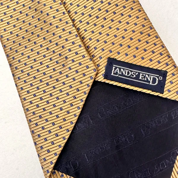 Lands’ End Handmade Tie Silk Necktie Mens Geometric Classic Gold Tie - Image 6