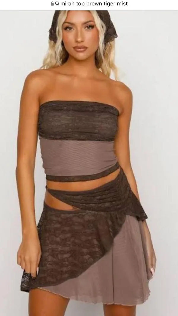 Mirah Strapless Top- Tiger Mist - Image 7