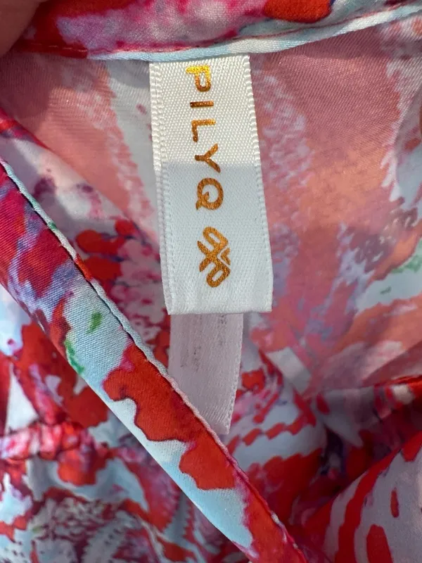 Pilyq Maxi Dress Size M/L Red Print Sleeveless V-Neck - Image 3