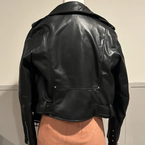 Zara Black Faux Leather Moto Jacket - Image 14