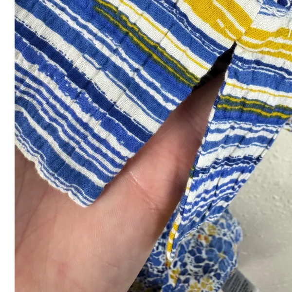 Habitat Clothes‎ to Live In Womens M Blue Yellow Floral Stripe Button Up Shirt - Image 4