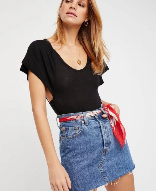 Free People flutter sleeve ribbed black bodysuit - Image 9