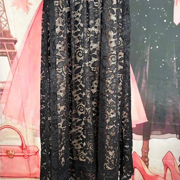NSR Black Lace A-Line Midi Dress L - Image 5