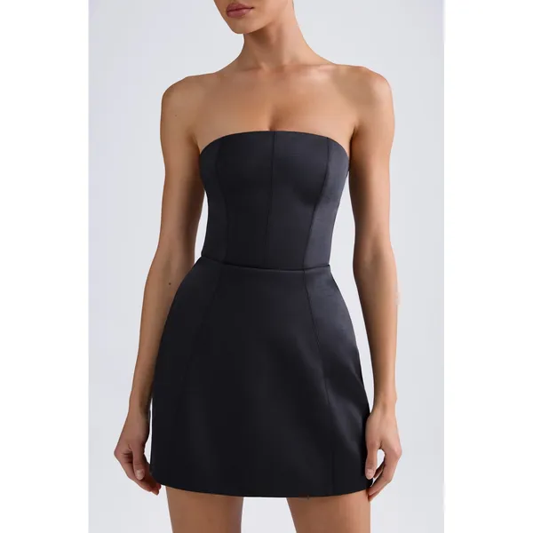 Oh‎ Polly Haisley Bandeau Structured Tulip Mini Dress NWT Size US 0 Black - Image 4
