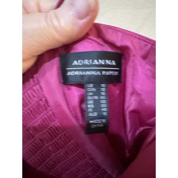 ADRIANNA PAPELL Strapless Taffeta‎ Mini Dress Bright Magenta Pink Size 12 - Image 5