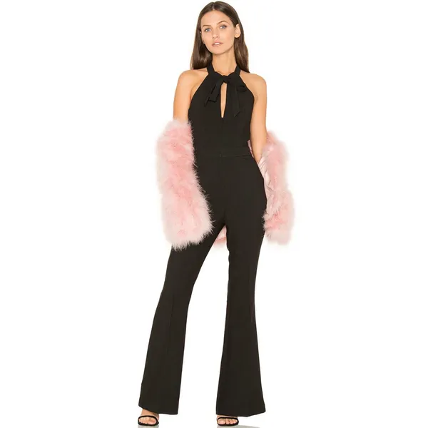Line + Dot Freya Jumpsuit Halter Tie Wide Flare‎ Leg Black Sleeveless Women's L - Image 12
