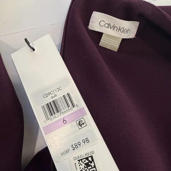 NWT Calvin Klein Purple Mesh Illusion Hem‎ Fit Flare Stretch Sleeveless Dress 6 - Image 13
