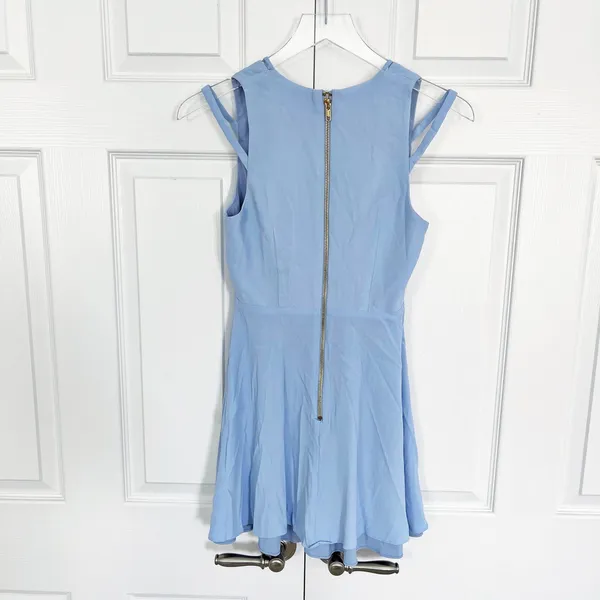 NBD x The Naven Twins No Secrets Periwinkle Plunge Fit & Flare Mini Dress - Image 8