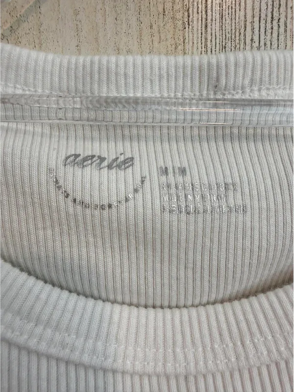 Aerie Women's Medium Tank Ribbed Crop White Clover Shamrock - Image 6