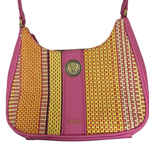 Aldo Pink Stripe Textured Faux Leather Shoulder Bag - Image 2