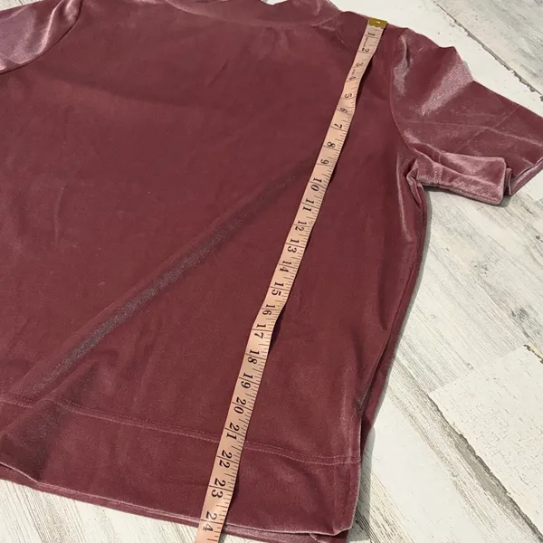 Anthropologie Krisha Mauve Velvet Mock Neck Short Sleeve Top Size Large - Image 11