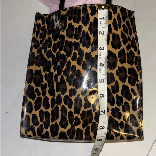 Bloomingdale’S Cheetah Print Patent Leather Mini Tote Bag Preloved - Image 14