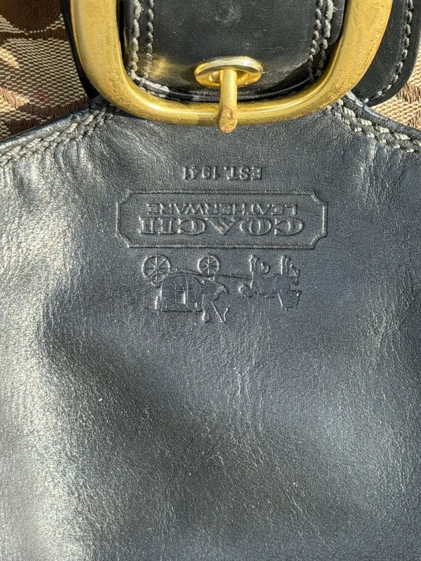 Coach Bleecker Signature Buckle Flap Shoulder Bag Style 11434 Black Brown - Image 15