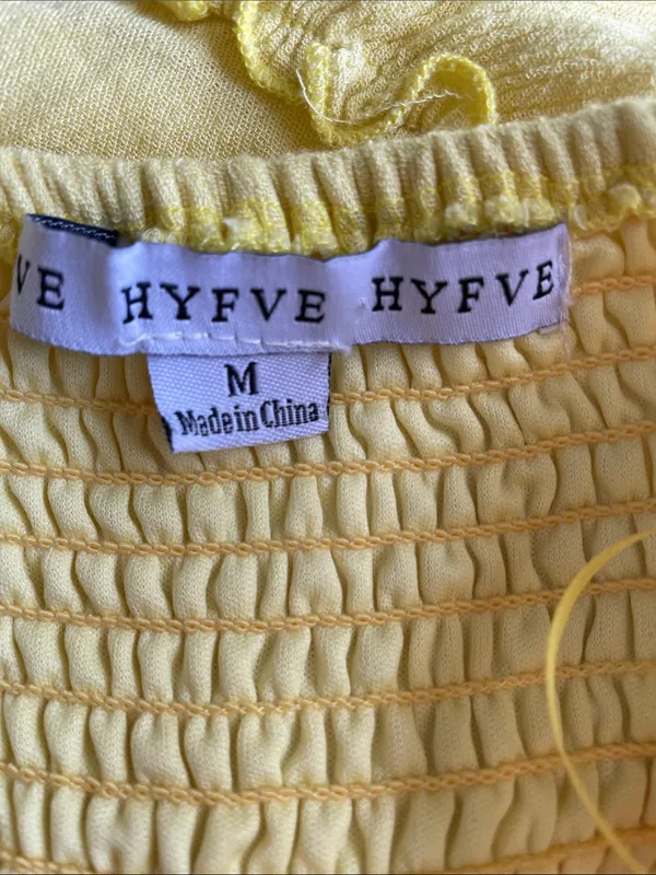 HYFVE Yellow Cutout Halter Tiered Mini Dress - Image 3
