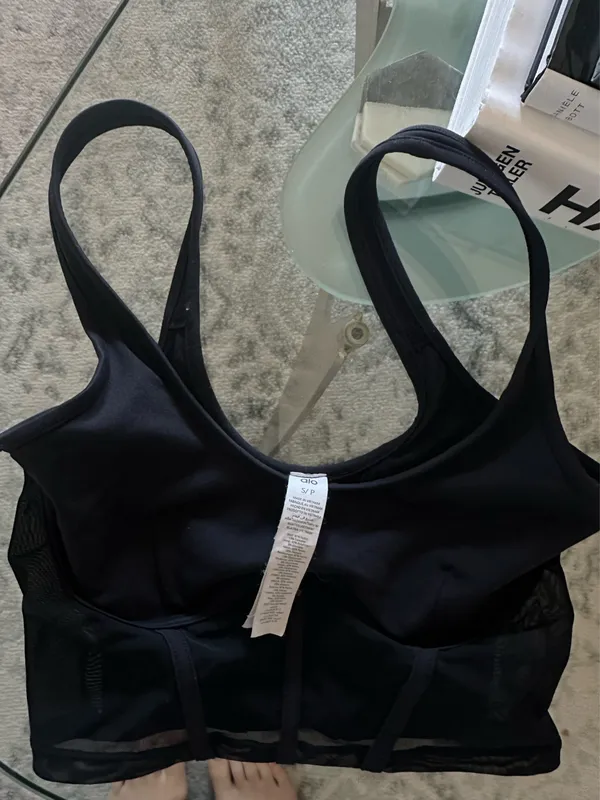 Alo Yoga Mesh Airbrush Corset Tank Black - Image 2