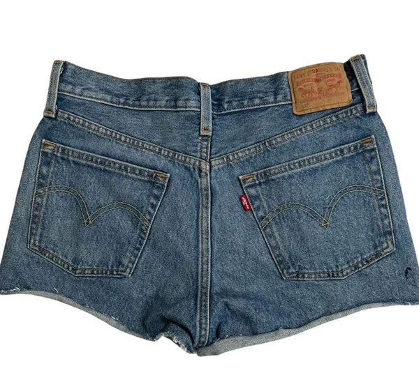 Levi's Button Fly High Rise Denim Shorts size 27. Womens - Image 3