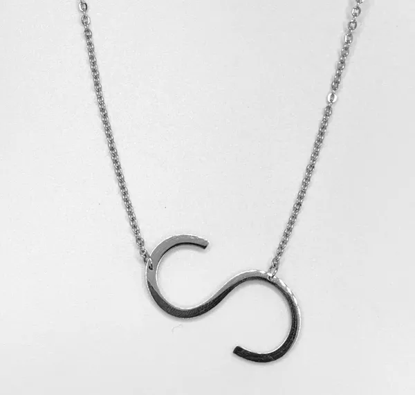 Statement Name Initial “S” Pendant Silver - Image 2