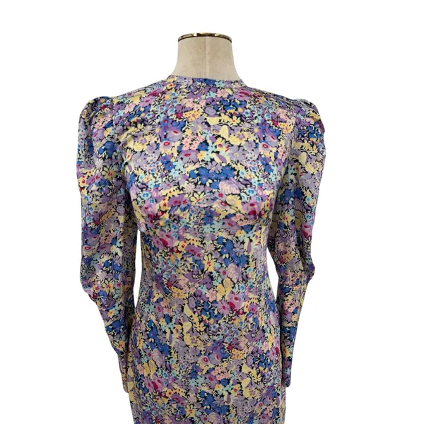 Elliatt Mackenzie Floral Puff Sleeve Cutout Back Maxi Dress Multi NWT Size Small - Image 4