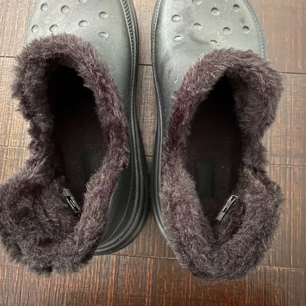 Crocs Stomp Lined Boot Women 10 Men 8 Black Faux Fur Platform Ankle Bootie Boots - Image 8