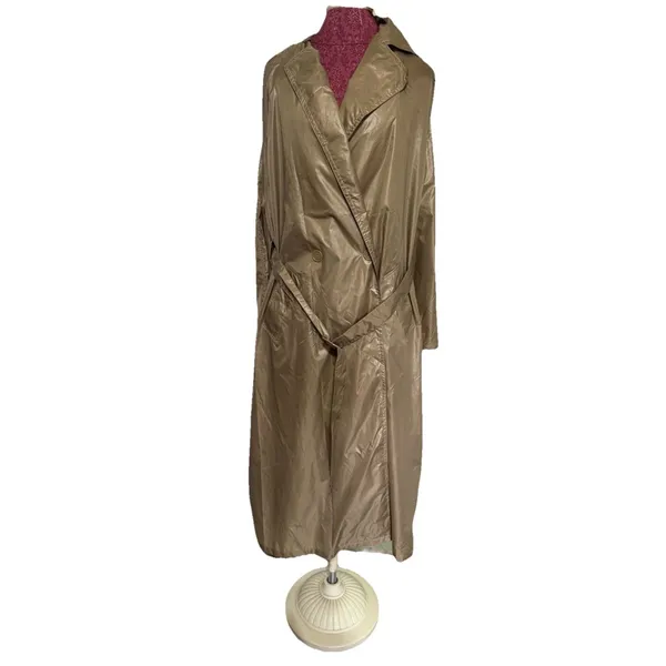 THE TOTES COAT Tan Button Up Midi Water Repellent Vintage Style One Size - Image 12