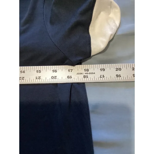 Vince Navy Blue White Colorblock Short Sleeve Top XS Crew Neck Cuffed Sleeve - Image 5