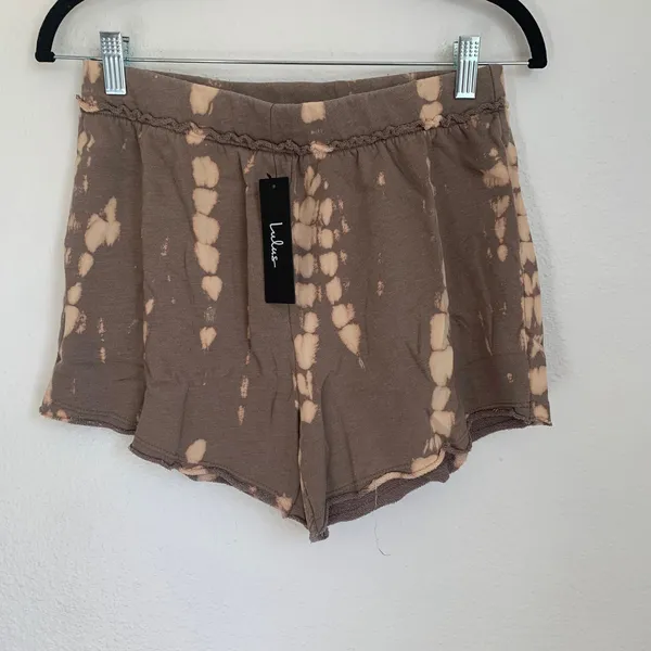 NWT Lulu's‎ It's a Lifestyle Lounge Pull-On Shorts in Brown Tie-Dye - Image 2