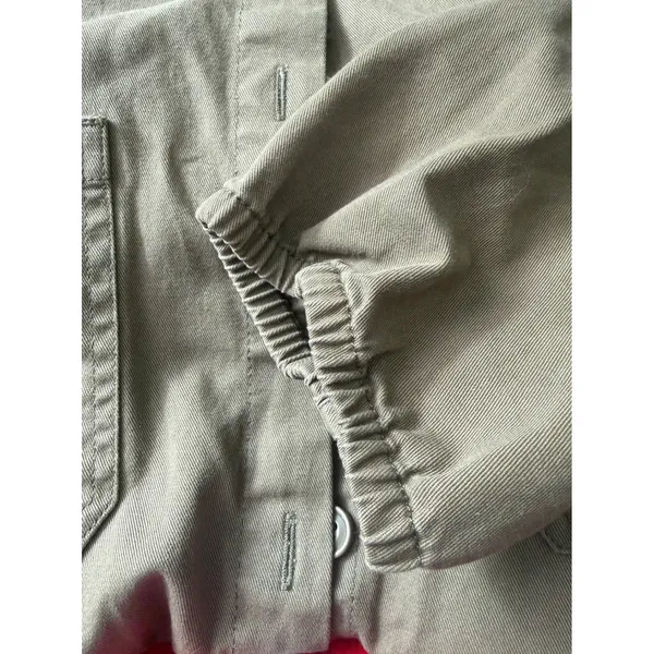 Aerie Womens XL Utility Jumpsuit‎ Olive Green Button Front Cotton Twill Jogger - Image 8
