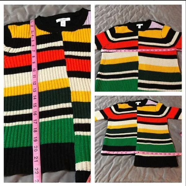 Nine West Color Block Sweater Asymmetrical Hem Retro Black XS - Image 8