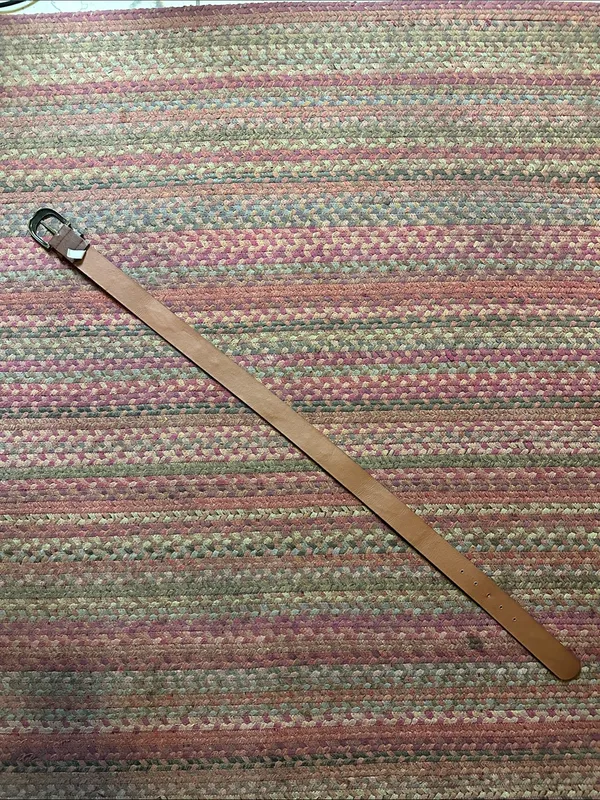 Brown Vegan Leather Belt with Southwestern White Diamond Embroidery - Image 3