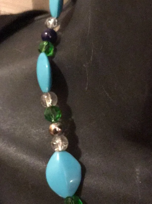 2$30 New silver frog necklace on beaded chain in blue - Image 5