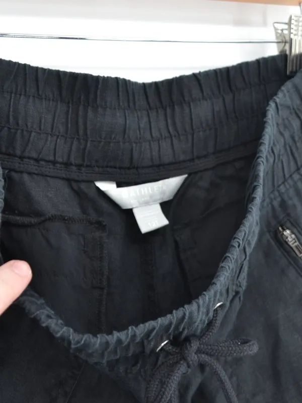 Athleta Cabo Linen Jogger Pants Womens 12 Tall Black Lightweight Pockets Taper - Image 5
