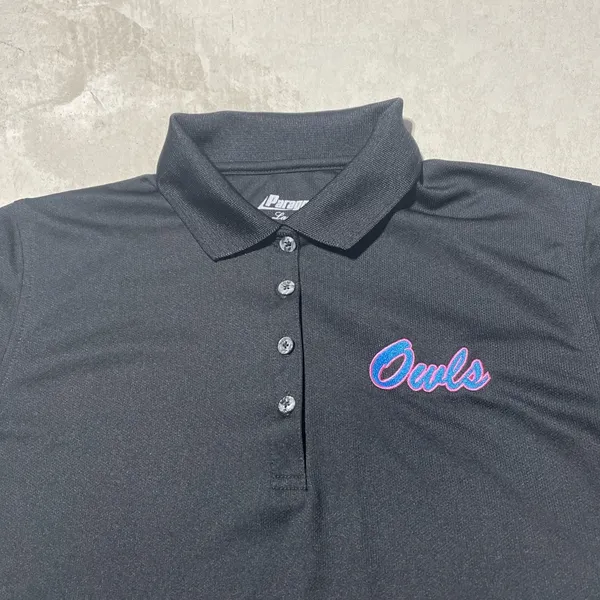 FAU Florida Atlantic University Owls Women's Tech Golf Polo Shirt SZ L Black - Image 2
