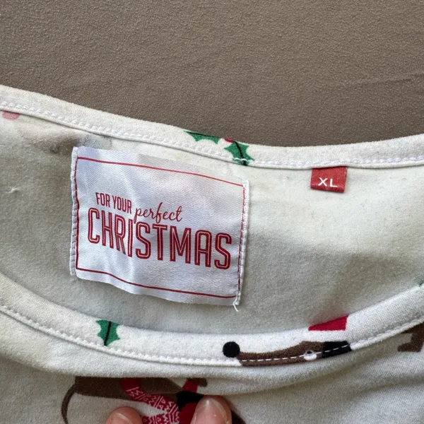 Dog Print Christmas Nightgown White Size XL - Image 3