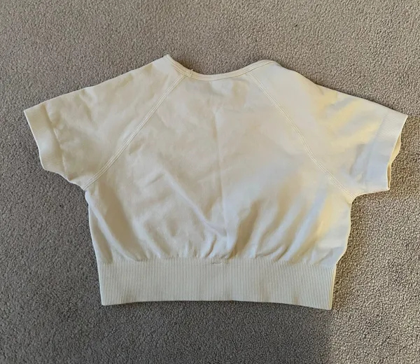 Cropped White Workout Tee - Image 2