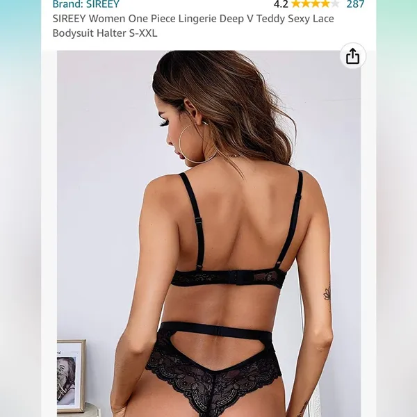 Amazon Black lace lingerie bodysuit - Image 4
