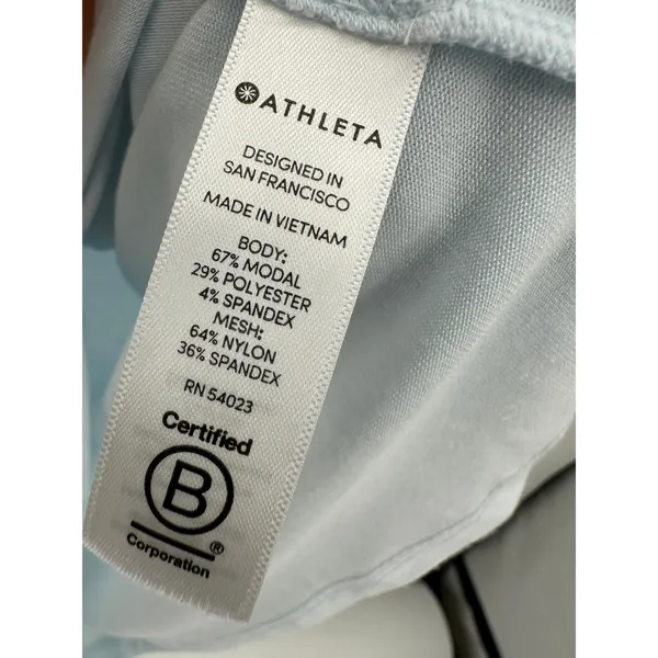 Athleta Women‎ Cloudlight Hybrid Tee Sky Blue Mesh Modal T-Shirt Size M BS6 - Image 8