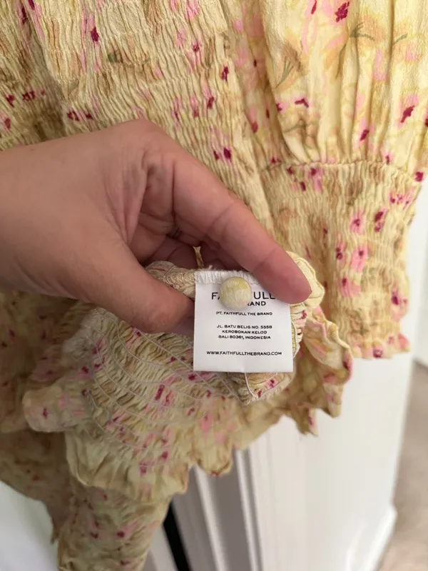 Faithful The Brand Gombardy Dress yellow‎ floral smocked long sleeve - Image 4