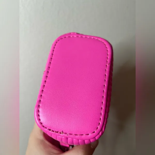 Miniature Micro Neon HotPink Adjustable Crossbody Zipper Whimsy Rave Vinyl Retro - Image 4