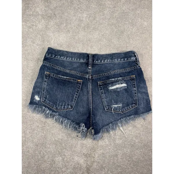 We The Free people Micro Shorts Womens 25 Blue Cut Off Fringe Button Fly - Image 7