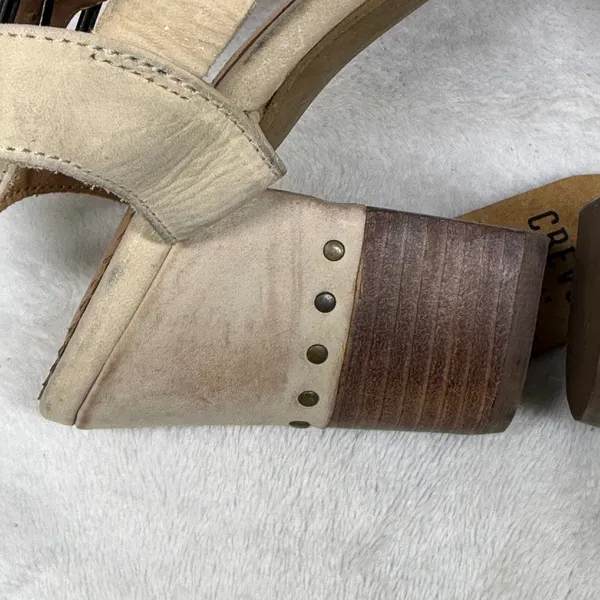 Crevo‎ Footwear Beige Leather Block Heel Sandals Memory Foam Studded Boho 10 - Image 16