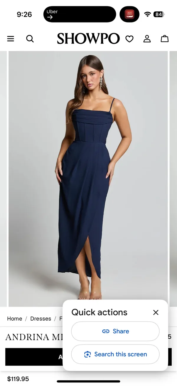 NWT Showpo ANDRINA MIDI DRESS High Low Wrap Corset Dress In Navy - Image 3