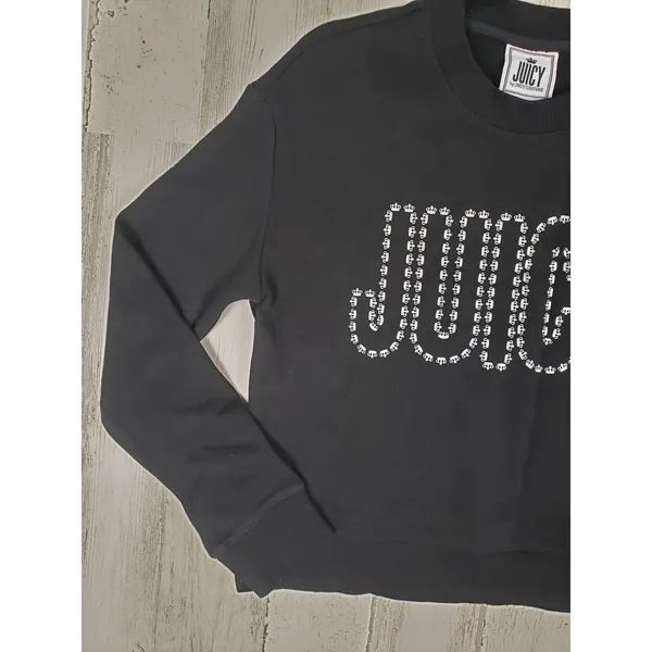NWT Juicy by Juicy Couture Black Silver Graphic Sweatshirt Women's Size XS - Image 3