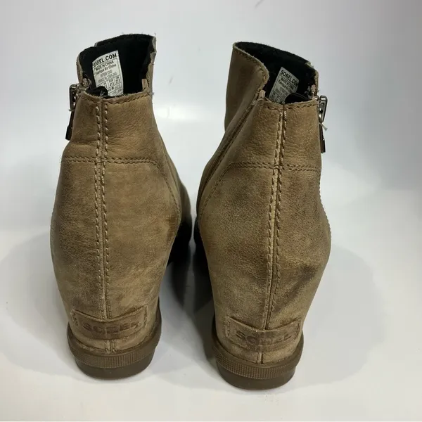 Sorel‎ Joan of arc ll wedge booties tan leather size 10.5 - Image 5