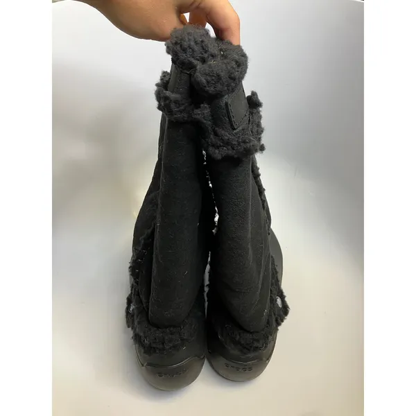 Crocs Winter Boots Women Size 9 Black Good Faux Fur Lined Tall Mid-Calf Boots - Image 4