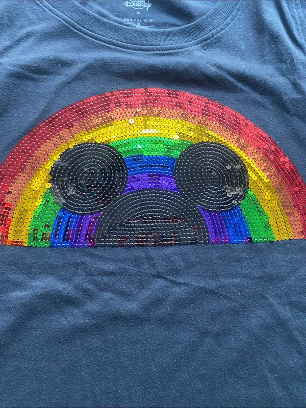 Disney Pride Tank Womens Sz Medium Black Rainbow Sequin Mickey Design NWT - Image 3