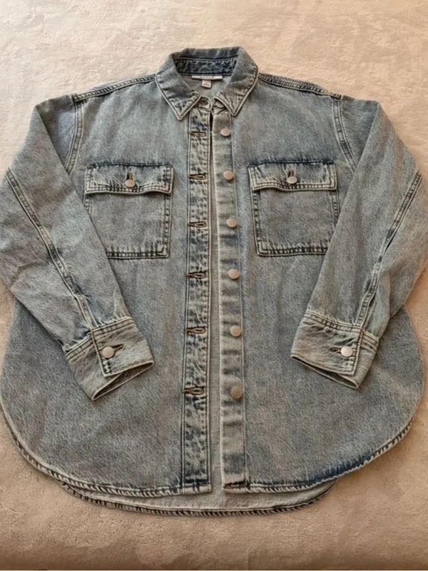 Parke X Target Light Wash Long Sleeve Jacket Denim Shacket Shirt Small - Image 6