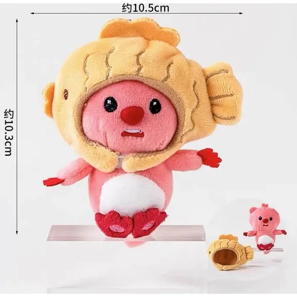 New‎ Cute pink loopy Plush Keychain - Removable Taiyaki Hat - 10cm Mini Doll new - Image 5