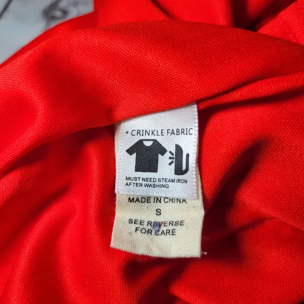 Altar'd State‎ Red Crinkle Fabric Ruffle Square Neck Mini Dress Size S - Image 8