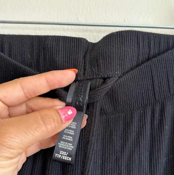 SKIMS Black Ribbed Soft Knit Wide-Leg Pants XXS - Image 5
