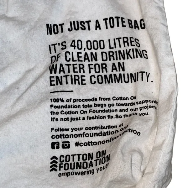 Cotton On Milk & Cookies Graphic‎ Canvas Tote Bag Reusable Shopping Bag - Image 4